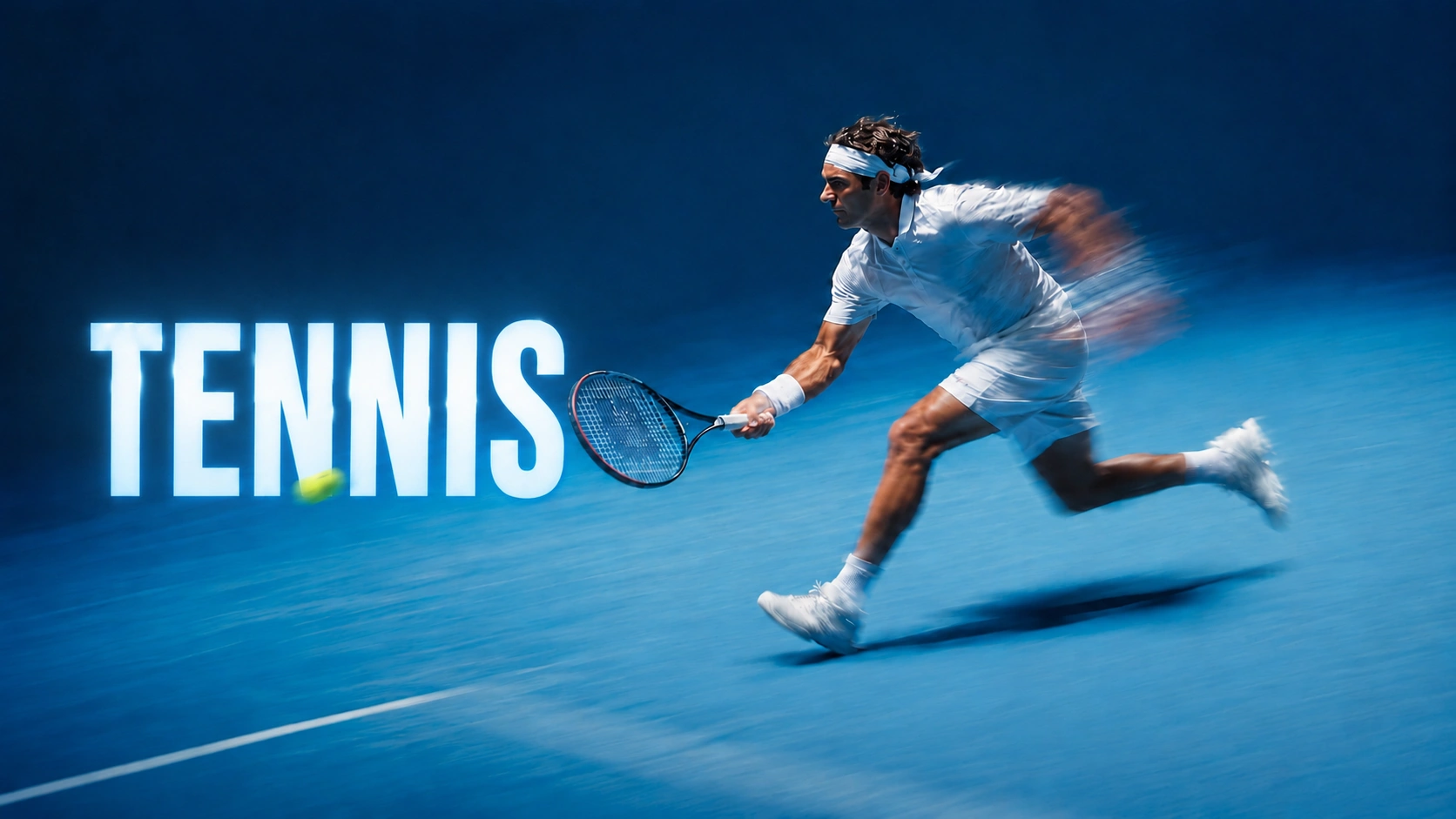 Joueur de tennis sur un court professionnel avec une qualité IPTV 4K.