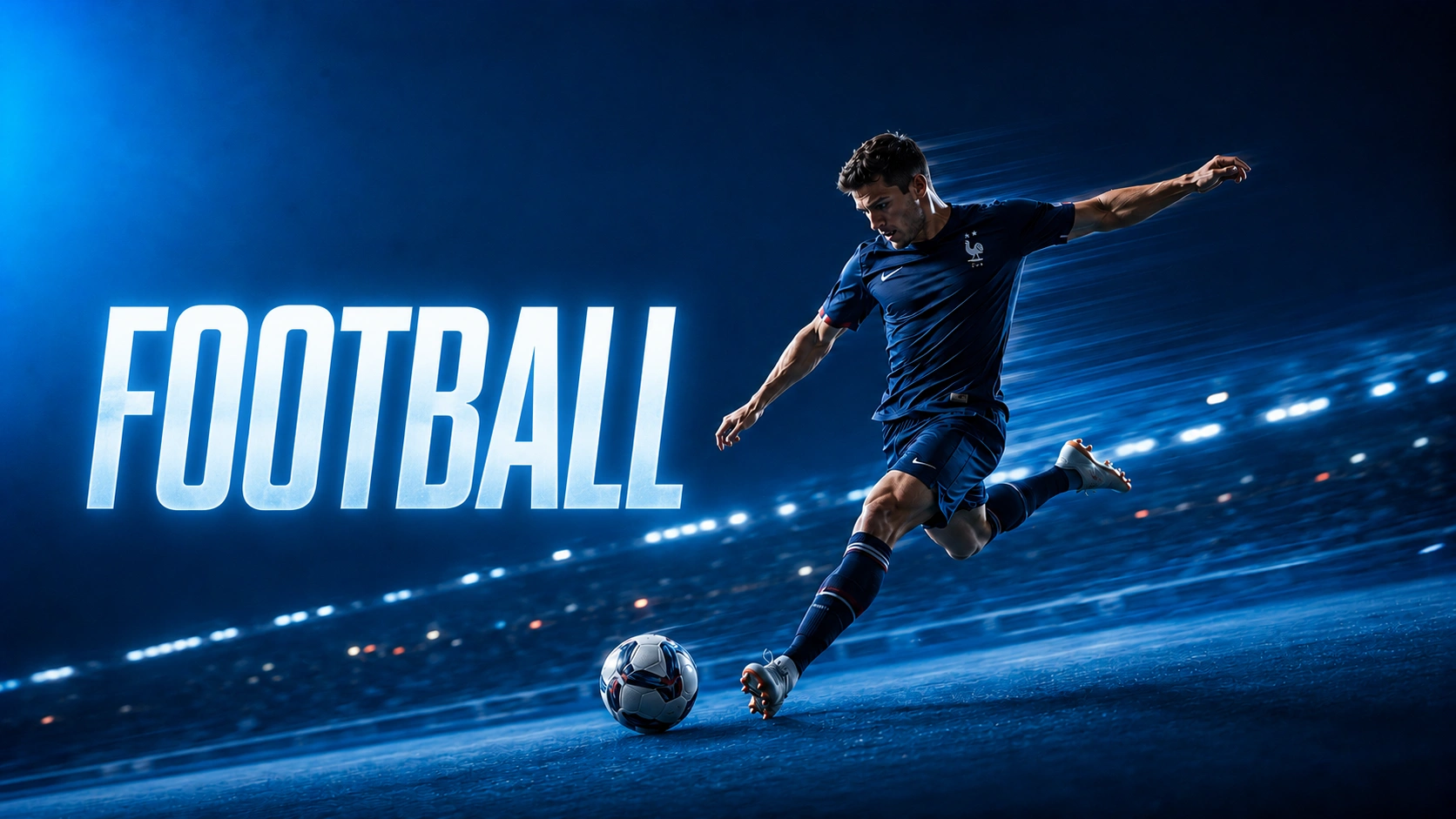 Joueur de football dans un stade pour la section sportive France IPTV.