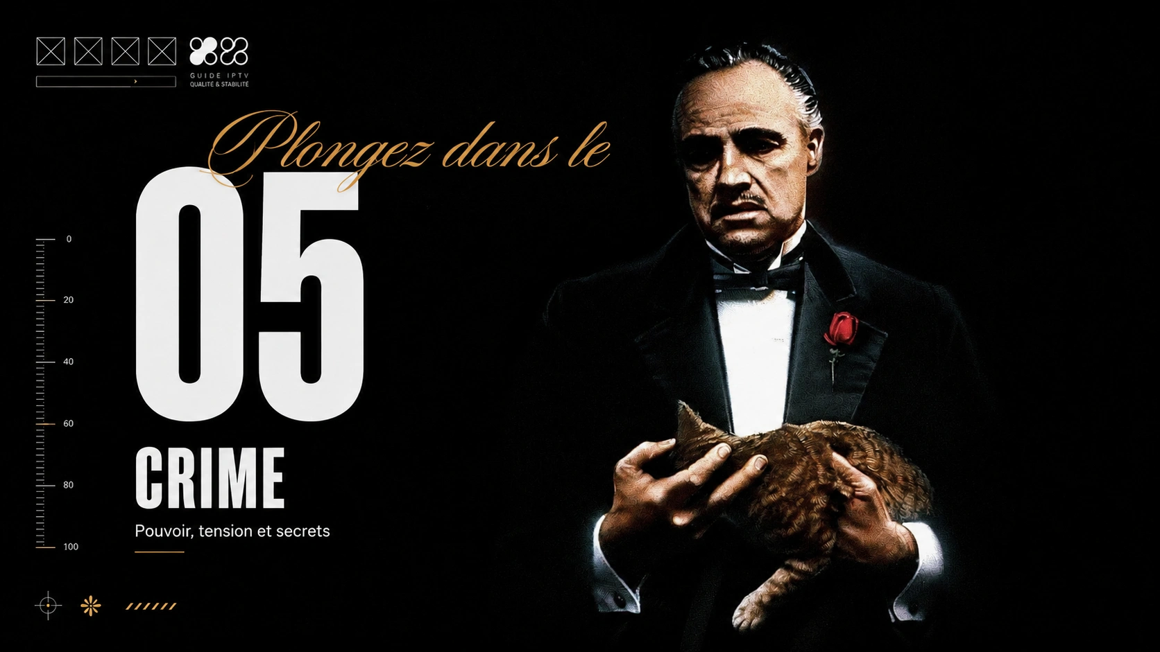 Visuel sombre de thriller pour les catégories IPTV French de Lumi IPTV.